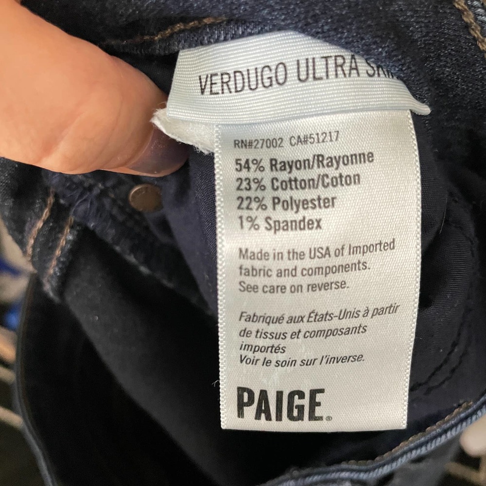Paige Dark Wash Denim Light Weight 5 Pocket Skinny Jeans 26 - Picture 11 of 14